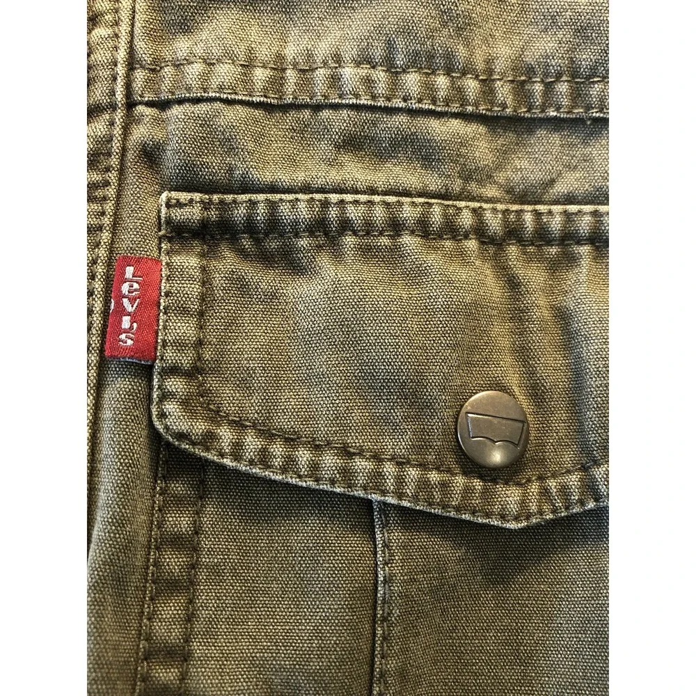 Vintage Levi's Jacket Large Green Cotton Sherpa Lined Utility Cargo Military